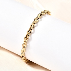 Настоящее золото 22K 304 браслеты-цепочки из нержавеющей стали в виде кофейных зерен для женщин, вакуумное покрытие pvd, реальный 22 k позолоченный, 7-7/8 дюйм (20 см)