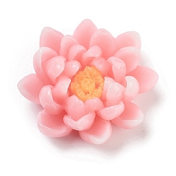 Pink Двухцветная непрозрачная смола декодирует кабошоны, 3d цветок лотоса, розовые, 36x37x15 мм