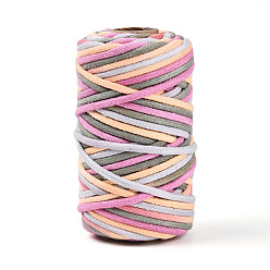 Pink Сегментированный окрашенный поликоттоновый макраме-шнур, декоративные нитки, для поделок ремесел, упаковка подарков и изготовление ювелирных изделий, розовые, 3~4x2~3 мм, около 21.87 ярдов (20 м) / рулон