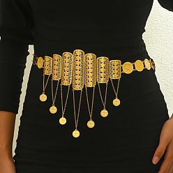 Золотой Роскошный элегантный сплав цинка и латуни материал цветочная кисточка монета кулон цепи талии для женщин, золотые, 1010 мм