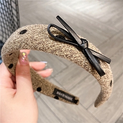 Темный Хаки Тканевые резинки для волос для женщин и девочек, бантом в горошек, Темный хаки, 30 мм