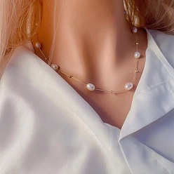 Light Gold Естественные пресноводные жемчужные ожерелья, золотой свет, 8.27~19.69 дюйм (21~50 см)