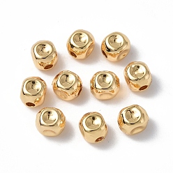 Real 18K Gold Plated Brass Beads, Cube, Real 18K Gold Plated, 5x6x5mm, Hole: 1.6mm