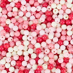 Pink Непрозрачные акриловые бусины, круглые, розовые, 5~5.5x5.5~5.8x5.5~5.8 мм, отверстие : 1.5 мм, 1500 шт / комплект