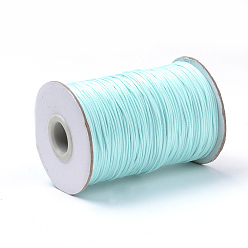 Light Cyan Braided Korean Waxed Polyester Cords, Light Cyan, 1mm, about 174.97 yards(160m)/roll