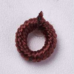 Saddle Brown Polyester Cord Beads, Ring, Saddle Brown, 6~6.5x1.5mm, Hole: 3mm