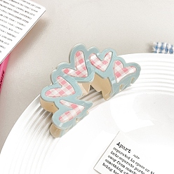 Сердце Акриловые заколки-коготь в стиле тартан, сердце, 78x42 мм