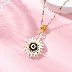 Белый Дым Стеклянные бусины и полимерная глина и ожерелья с подвесками в стиле лэмпворк от сглаза, 304 ожерелья-цепочки из нержавеющей стали для женщин, золотые, серый, 17.64 дюйм (44.8 см)