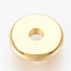 Настоящее золото 18K Рейка из латунной проставки, диск, реальный 18 k позолоченный, 8x1.5 мм, отверстие : 2 мм