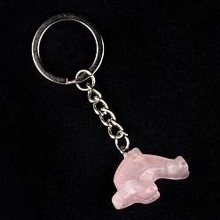 Розовый Кварц Брелок дельфин, подвесное украшение для рюкзака из натурального розового кварца, 8 см