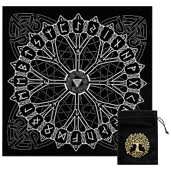 Black 1Pc Lint Square Tarot Tablecloth, Tarot Card Mat, 1Pc Tree of Life Pattern Velvet Packing Pouches, Black, 182~495x128~495x0.3~2mm, 1pc/style