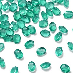 Зеленый агат Ограненный натуральный зеленый оникс-агат (окрашенный и нагретый) кабошоны, назад назад, овальной формы, 4x3x2 мм