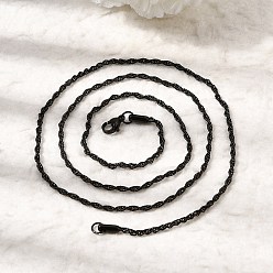 Черный 2 мм, унисекс 304 ожерелье из нержавеющей стали в виде веревки, чёрные, 23.62 дюйм (60 см)