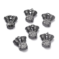 Electrophoresis Black Brass Micro Pave Cubic Zirconia Pendants, Long-Lasting Plated, Electrophoresis Black, 20x17x7mm, Hole: 3.8mm