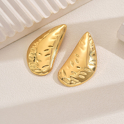 Золотой Латунные фактурные серьги-гвоздики в форме капель, слева и справа, золотые, 60x30 мм