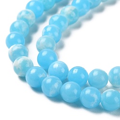 Light Sky Blue Synthetic Imperial Jasper Dyed Beads Strands, Round, Light Sky Blue, 6mm, Hole: 1.4mm, about 60~62pcs/strand, 14.72''~15.28''(37.4~38.8cm)