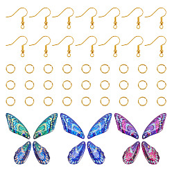 (52) Непрозрачная лаванда Наборы для создания подвесных сережек своими руками, в том числе 3 наборы подвесок из эпоксидной смолы, 15шт. латунные крючки для серег и 30шт. соединительные кольца, разноцветные, 27.5~37.5x14.5~15x2.5~3 мм, отверстие : 1.2 мм, 1 набор / цвет