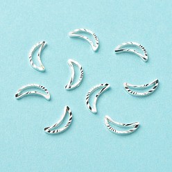 925 Sterling Silver Plated Brass Linking Rings, Long-Lasting Plated, Cadmium Free & Lead Free, Moon, 925 Sterling Silver Plated, 8x4x1mm, Inner Diameter: 6.5x1mm