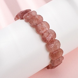 Клубничный Кварц Браслеты из синтетического клубничного кварца, эластичные, унисекс., овальные, бусины : 14x10x5 мм, внутренний диаметр: 2.17 дюйм (5.5 см)