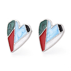 Нержавеющая Сталь Цвет 304 серьги из нержавеющей стали эмаль, сердце, цвет нержавеющей стали, 21.5x18 мм