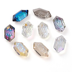 (52) Непрозрачная лаванда Подвески из тисненого стекла со стразами, двухконусные, граненые, разноцветные, 20x10x5.5 мм, отверстие : 1.6 мм