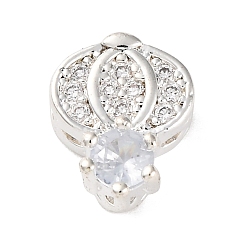 Серебро Стойки обшивки латунь микро проложить кубического циркония бусы, со стеклом, долговечный, без свинца и без кадмия, серебряные, 12x9x6 мм, отверстие : 1.6 мм