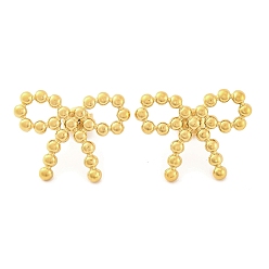 Настоящее золото 14K Ионное покрытие (ip) 304 серьги-гвоздики из нержавеющей стали для женщин, бантом, реальный 14 k позолоченный, 19x25 мм