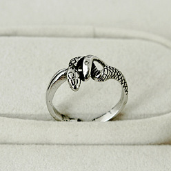 Античное Серебро Кольца-манжеты из сплава в тибетском стиле, змея, античное серебро, внутренний диаметр: 15~23 мм