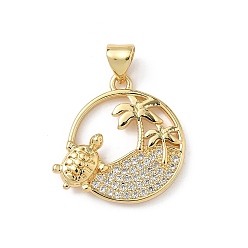 Tortoise Латунные микро проложить кубического циркония подвески, без кадмия и без свинца, реальный 16 k позолоченный, черепаха, 20.5x20x3.5 мм, отверстие : 5x3.5 мм