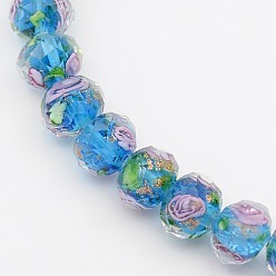 Озёрно--синий Ручной работы золотые песочные бусины ручной работы, граненые, Плут синий, 10x7 мм, отверстие : 2 мм, около 50 шт / нитка, 13.77 дюйм