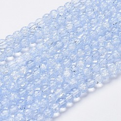 Light Steel Blue Crackle Glass Beads Strands, Round, Light Steel Blue, 6~6.5mm, Hole: 1.2mm, about 65pcs/strand, 14.3 inch(36.5cm)