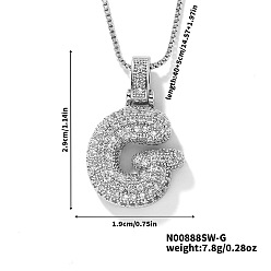 Letter G Элегантные латунные микропаве прозрачные кубические цирконии 3d начальные ожерелья, идеальный подарок для нее, платина, Буква G, 15.75 дюйм (40 см)