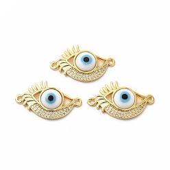 Белый Реечное покрытие из настоящей позолоченной латуни с микропаве из прозрачного кубического циркония, соединительные подвески, глазки с лэмпворком ручной работы, без кадмия и без свинца, долгоиграющий, белые, 18 мм, отверстие : 15x26x4.5 мм