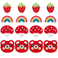 Смешанные Узоры 24шт 4 стиль вязания крючком аппликации, хлопчатобумажная пряжа спицами вышитые украшения на сумку, одежда, повязки, шляпы, подушка, смешанные узоры, 26~48x44.5~55x2.5~3 мм, 6 шт / стиль