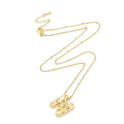 Letter N Ожерелья с подвесками из латуни с прозрачным кубическим цирконием и микропаве, Письмо N, 17.72 дюйм (45 см), буква n: 20x17 мм