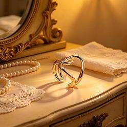 Golden Irregular Zinc Alloy Cuff Open Rings for Women, Golden, 23x23mm