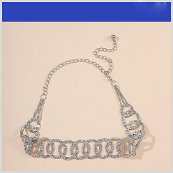 Платина Сплав кристаллов горного хрусталя кольцо звено цепи талии живота для женщин, платина, 850 мм