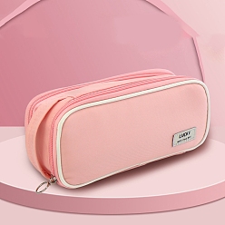 Pink Холщовая сумка для ручек для студента, Водонепроницаемые пеналы большого объема на молнии, модная портативная многофункциональная сумка для хранения канцелярских принадлежностей, розовые, 220x100x60 мм