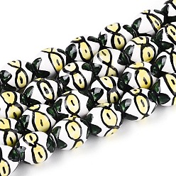 Светлый Золото-желтый Бусины из фарфора и керамики ручной работы, овальные, пастельный фарфор, светлый золотарник желтый, 12~12.5x9.5~10.5 мм, отверстие : 1.8~2 мм