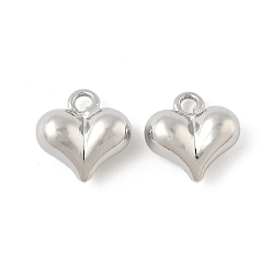 Платина Сердце латунные амулеты, стойки покрытие, долговечный, без кадмия и без свинца, платина, 12.5x12x6 мм, отверстие : 2 мм