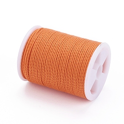 Orange Round Waxed Polyester Cord, Taiwan Waxed Cord, Twisted Cord, Orange, 1mm, about 12.02 yards(11m)/roll