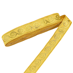 Or Rubans en polyester de style ethnique, ruban jacquard, accessoires du vêtement, or, 3/4 pouces (20 mm), environ 7.66 yards (7m)/pc