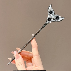 Черный Цвет Металла Легированные Палочки для Волос, аксессуары для волос для женщин и девочек, другие, металлический черный , 162x40.5x7.5 мм