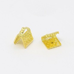 Oro Cinta de hierro engarzado extremos, Rectángulo, dorado, 8x8 mm, agujero: 2 mm, sobre 5000 unidades / bolsa