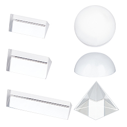 Прозрачный 6шт 6 стили стеклянная тройная призма, лабораторные принадлежности, разнообразные, прозрачные, 40.5~100x21~49.5x18~45 мм, 1 шт / стиль