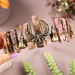 Родонит Обручи для волос из натурального родохрозита, корона для волос, для женщин девушек, 270x180x30 мм