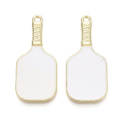 Белый Эмали сплава большие кулоны, талисманы для пиклбола, золотые, белые, 52.5x23x4.5 мм, отверстие : 2.8 мм