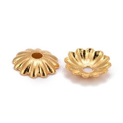 Real 18K Gold Plated Brass Bead Cap, Cadmium Free & Nickel Free & Lead Free, Real 18K Gold Plated, 6x2mm, Hole: 1mm