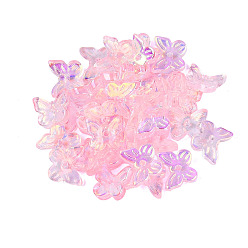 Pink Galvanoplastie perles de verre transparentes, papillon, de couleur plaquée ab , demi-plaqué, rose, 9.5x11x3.5~4mm, Trou: 1.2~1.4mm, environ2220 pcs / 1000 g