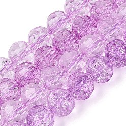 Plum Crackle Transparent Glass Beads Strands, Round, Faceted(32 Facets), Plum, 7.5~8mm, Hole: 1.2~1.4mm, about 47~48pcs/strand, 13.78~13.98 inch(35~35.5cm)